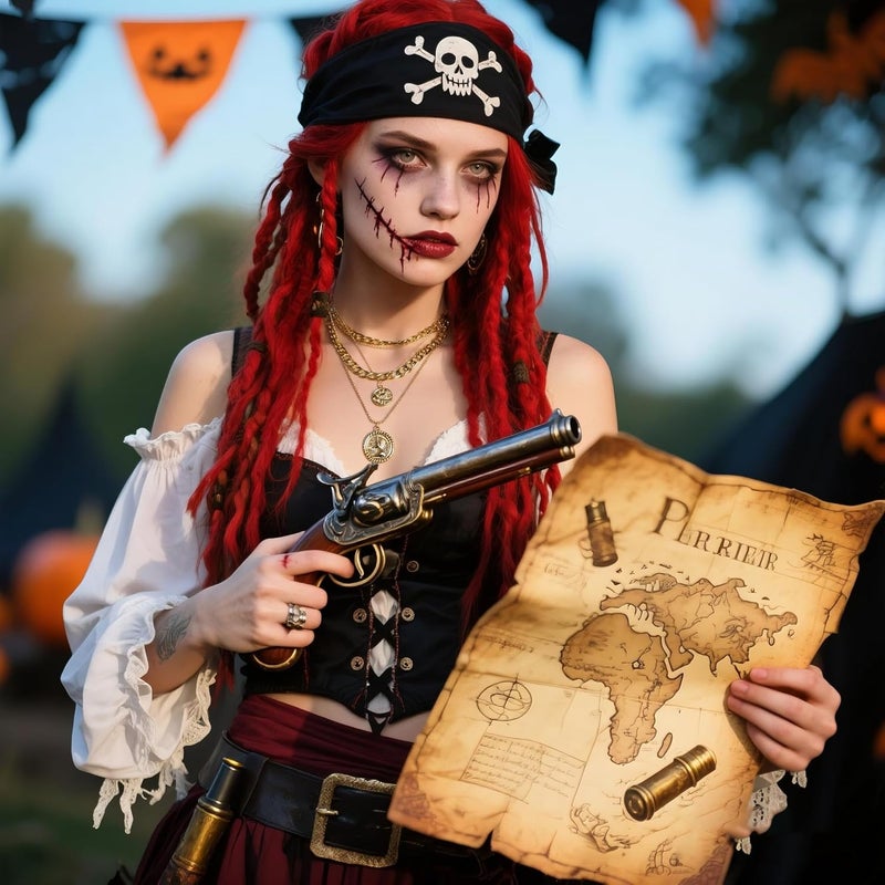 Lookray Gold Pirate Necklace for Women Layered Chunky Pirate Costume Jewelry Hip Hop 80s 90s Coin Pendant Necklace Halloween Pirate Costume Accessories - Image 5